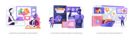 AI-Driven Food System Solutions abstract concept vector illustrations.のイラスト素材