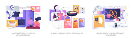 AI Trends in Modern Food Tech abstract concept vector illustrations.のイラスト素材