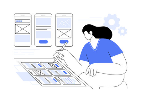 UX wireframes isolated cartoon vector illustrations.のイラスト素材