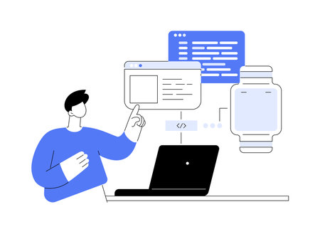 Wearable app development isolated cartoon vector illustrations.のイラスト素材