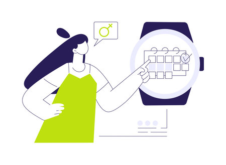 Smartwatch female health tracking abstract concept vector illustration.のイラスト素材