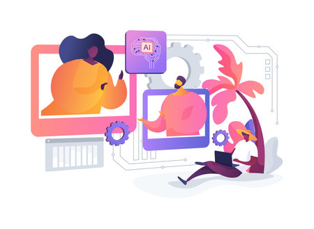 AI-Powered Workflow Automation for Hybrid Offices abstract concept vector illustration.のイラスト素材