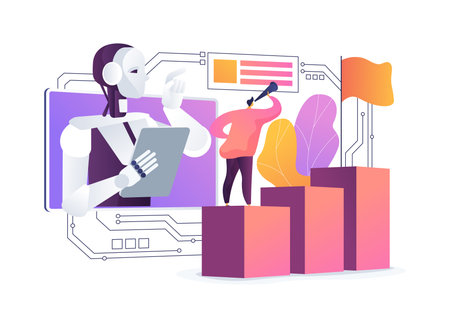 AI-Powered Leadership Coaching abstract concept vector illustration.のイラスト素材
