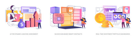 AI-Driven Financial Optimization abstract concept vector illustrations.のイラスト素材