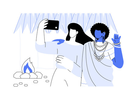 Visiting tribe isolated cartoon vector illustrations.のイラスト素材