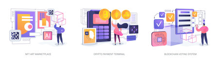 Blockchain Tech in Daily Use abstract concept vector illustrations.のイラスト素材