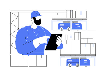 Automated guided cart isolated cartoon vector illustrations.のイラスト素材