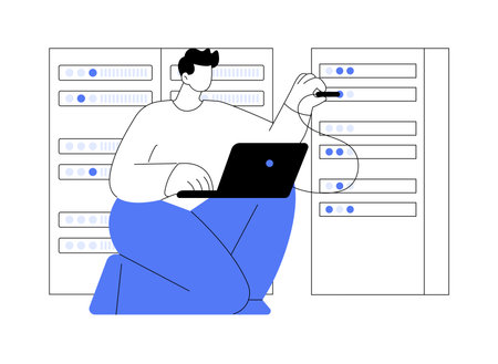 Datacenter network infrastructure isolated cartoon vector illustrations.のイラスト素材