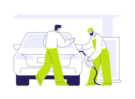 Filling station attendant abstract concept vector illustration.のイラスト素材