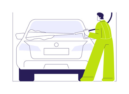 Manual car wash abstract concept vector illustration.のイラスト素材