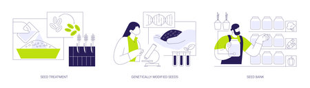 Seed treatment and modification isolated cartoon vector illustrations seのイラスト素材