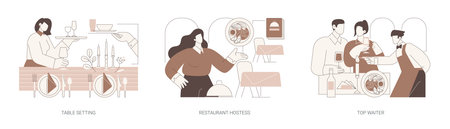 Fine dining restaurant isolated cartoon vector illustrations se