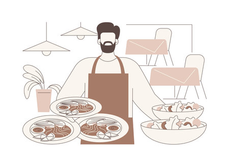 Busy restaurant isolated cartoon vector illustrations.のイラスト素材