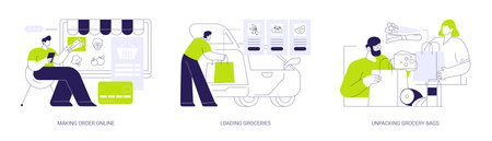 Curbside pickup at a grocery store isolated cartoon vector illustrations se