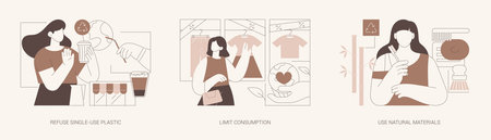 Responsible attitude towards ecology isolated cartoon vector illustrations seのイラスト素材