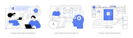 AI Advancing Accessibility and Efficiency abstract concept vector illustrations.