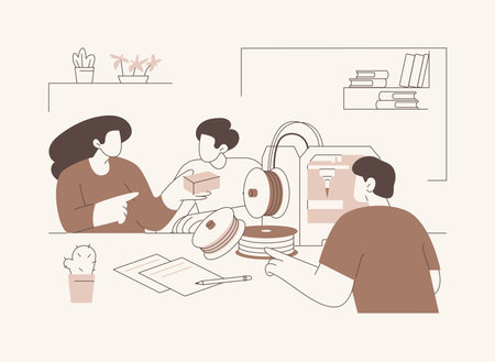 3D printing isolated cartoon vector illustrations.