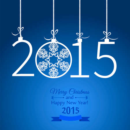 New Year greeting with snowflakes on a blue background with elements of typographyのイラスト素材