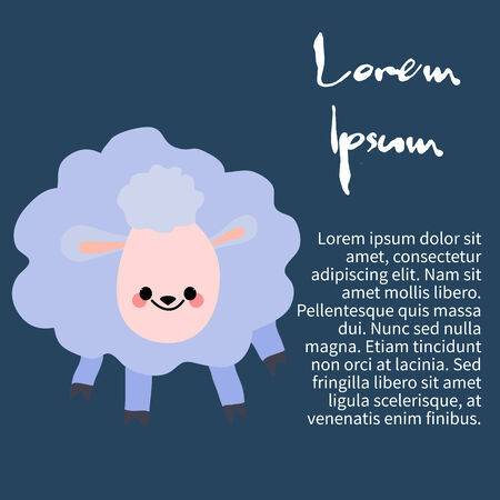 Illustration of an isolated character lamb and text-fishのイラスト素材