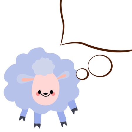 A character lamb with a white cloud design element speech dialogueのイラスト素材