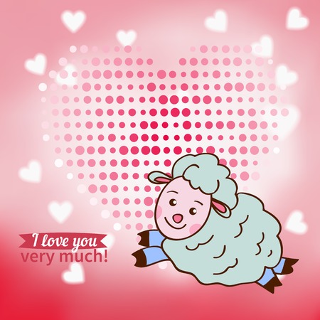 Illustration drawn by animal sheep declaration of loveのイラスト素材