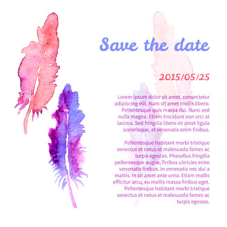 Watercolor design element feather for the realization of your best ideas.のイラスト素材