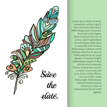 Feather  painted in the style ornament for your designのイラスト素材
