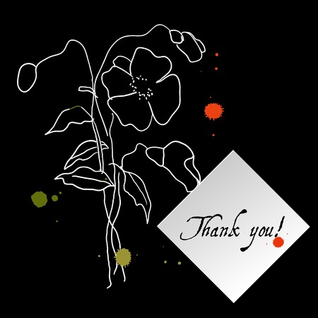 Postcard painted red poppy with leaves lively watercolor paint for your designのイラスト素材