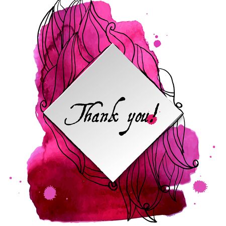 Doodle ornament on the spot with splashes of watercolor and paper for your designのイラスト素材