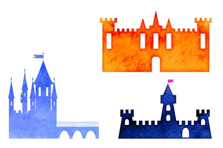Illustration set of watercolor castle for your projectのイラスト素材