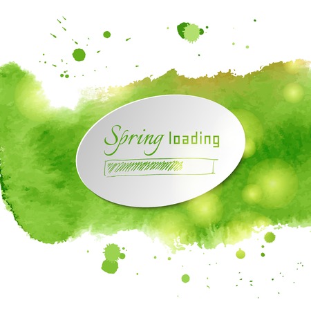 Illustration with green watercolor for spring themesのイラスト素材