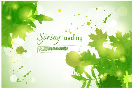 Illustration with green watercolor for spring themesのイラスト素材