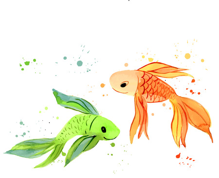 Fish Watercolor Isolated on a White Background for your Designのイラスト素材