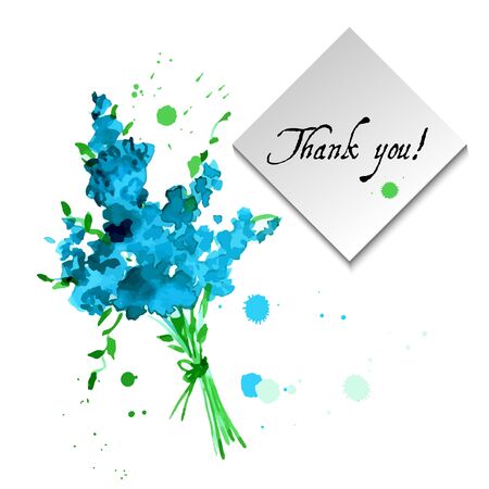 Illustration with flowers forget-me-painted watercolors for your designのイラスト素材