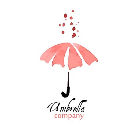 Design element pink umbrella with dropsのイラスト素材