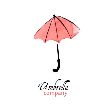 Design element pink umbrella with dropsのイラスト素材