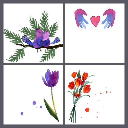 Painted bouquet tulips flowers on a white background vector illustrationのイラスト素材