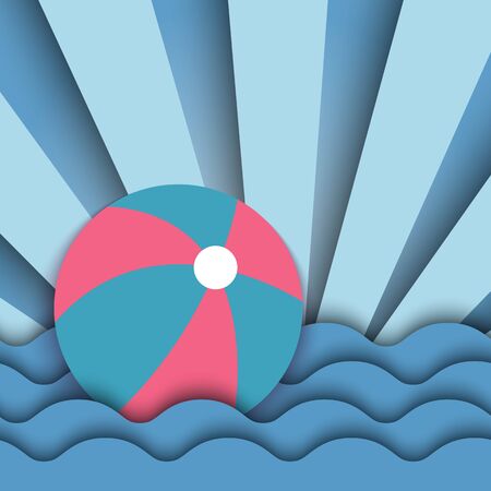 Beach Ball on the waves of the water, vector illustration.のイラスト素材