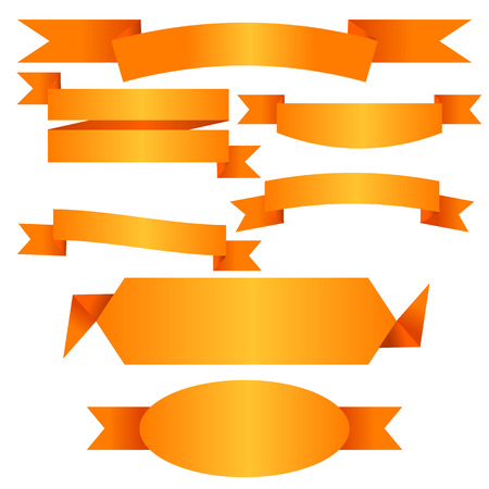 Vector Gold ribbon banner flat collection. Vector frame with Place for your text.のイラスト素材