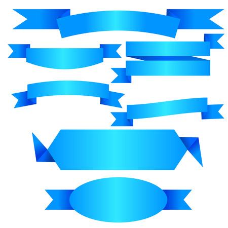 blue ribbon  flat collection.  frame with Place for text.のイラスト素材