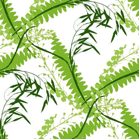 Seamless  green  background with wildflowers.  For the development of an invitation to a party, summer design.のイラスト素材