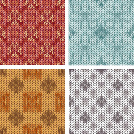 Collection seamless knitted geometric patern.のイラスト素材