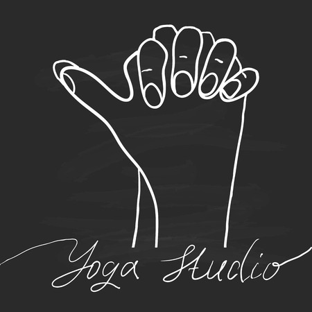 Element yoga Turtle mudra hands with mehendi patterns.  illustration for a yoga studio, tattoo, spa, postcards, souvenirs.のイラスト素材