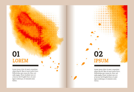 Brochure template with Orange watercolor spotのイラスト素材