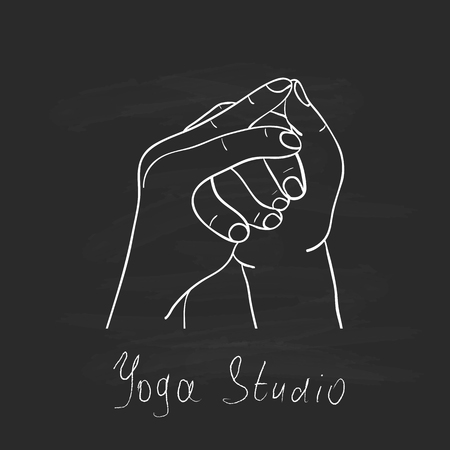 Element yoga Shankha mudra hands with mehendi patterns.のイラスト素材