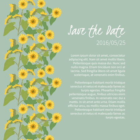Floral  sunflower retro vintage background, vector illustrationのイラスト素材