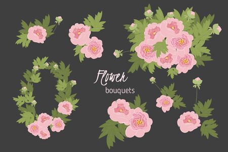 Floral  Peony retro vintage background, vector illustrationのイラスト素材