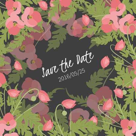 Floral  poppy retro vintage background, vector illustrationのイラスト素材