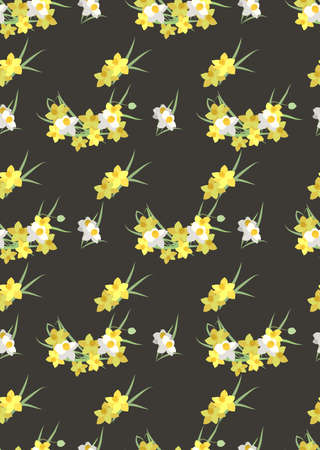 Floral  narcissus retro vintage background, vector illustrationの写真素材