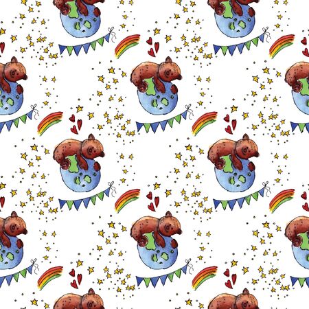 Illustration of the International Day of Mother Earth is painted in watercolor. Vector.の写真素材